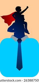Happy Fathers day illustration background with silhouette of father and son, super dad - Fathers day illustration with free Copy space area as background text template 3
