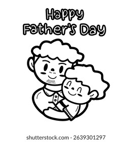 Happy Father's Day Illustration Coloring Outline