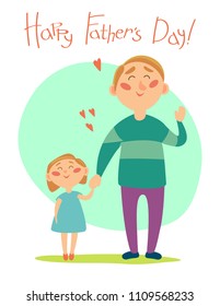 Happy Father's day illustration with dad and daughter