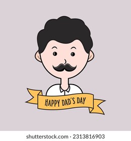 Happy Father's Day Illustration. Dad with moustache vector. Perfect for father's day