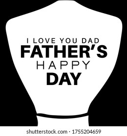 Happy fathers day illustration. Drawing of a tie in black and white color on white background. Vector illustration of a tie under shirt that says Happy Father's Day.