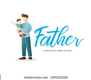 Happy father's day. Happy illustration of a Father and Son duo. Happy father's day greeting card. Vector illustration