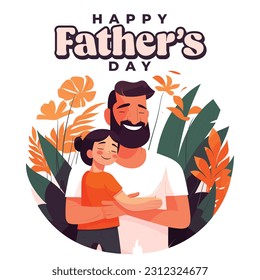 Happy Father's Day illustration, Father and Daughter floral design, Babalar günü kutlu olsun