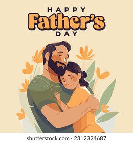 Happy Father's Day illustration, Father and Daughter floral design, Babalar günü kutlu olsun