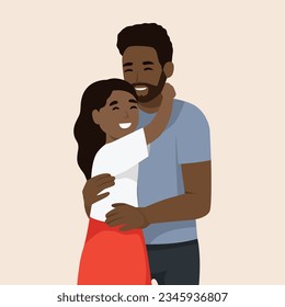 Happy Father's Day illustration, Father and Daughter hug. Flat vector illustration isolated on white background