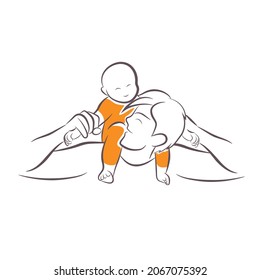 happy father's day illustration logo vector for dad and baby child online shop or for any kind website