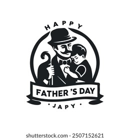 Happy Father's Day illustration logo with mustache design