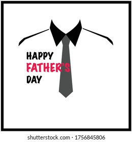 Happy father's day illustration on white background. Special day card for online usage, e-mailing or web. Father's day celebration card vector in black frame, grey tie and black collars.