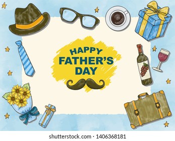 happy father's day illustration set