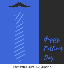 Happy Father's Day illustration with tie and mustache for greeting card or invitation