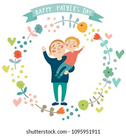 Happy Father's Day illustration in vector. Cartoon style, good for greetings and holiday invitations