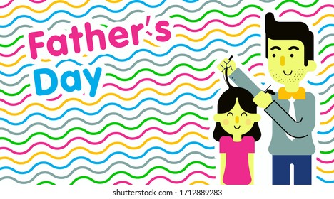 Happy father's day illustration vector with flat colorful illustration design