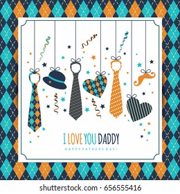 Happy fathers day illustration wuth symbol of dad.