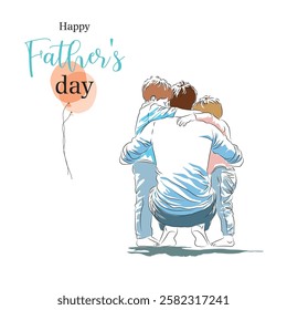 Happy Father's Day  image For posters, covers, banners, social media posts Postcard design and other Father's Day concepts through simple cartoon images, passing on love from father to child.