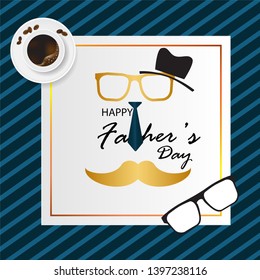 Happy Father's Day inscription with greeting card colorful tie. Happy father's day concept. 

