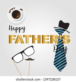 Happy Father's Day inscription with greeting card colorful tie. Happy father's day concept. 

