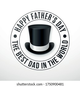 Happy Fathers Day inscription with retro hat.  Vector design template for greeting card, invitation, brochures, etc.