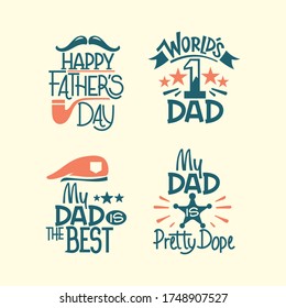 Happy Fathers Day inspirational and quote poster vector set