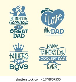 Happy Fathers Day inspirational and quote poster vector set