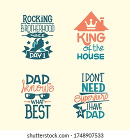 Happy Fathers Day inspirational and quote poster vector set