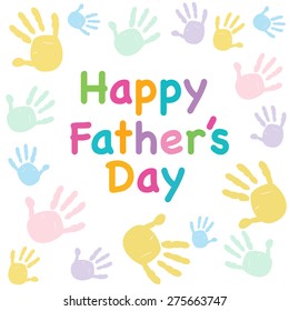 Happy Father's day kids colorful hand print greeting card