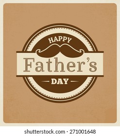 Happy Father's Day Label Design - A dark brown colored retro style badge on a light brown background