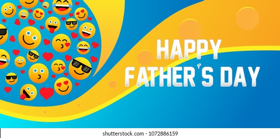 Happy Father's Day Label With Emoji Or Emoticon For Greeting Card Or Poster