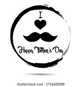 Happy fathers day label. I love dad with a mustache - Vector
