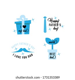 Happy fathers day label set design for design element