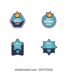 Happy Father's Day Label Sticker Vector Set Element