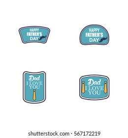 Happy Father's Day Label Sticker Vector Set Element