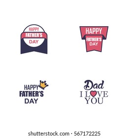 Happy Father's Day Label Sticker Vector Set Element