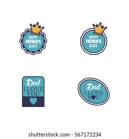 Happy Father's Day Label Sticker Vector Set Element