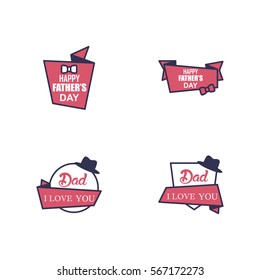 Happy Father's Day Label Sticker Vector Set Element