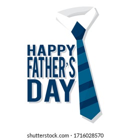 Happy Fathers Day Label. Tie On A Shirt Collar - Vector