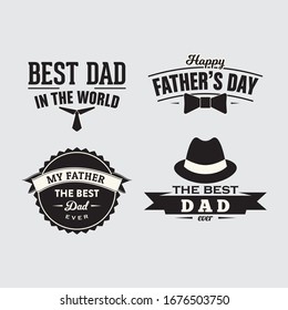 Happy Father's day labels black and white background.