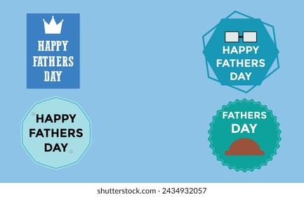  Happy Fathers Day Labels and Icons, flat vector illustration.