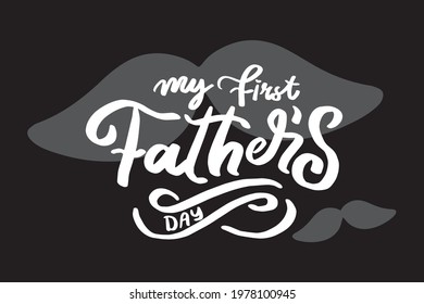 Happy Fathers day Lettering Background with a mustache Vector Illustration. 