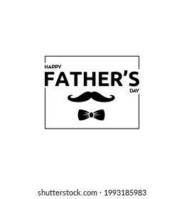 Happy Fathers Day Lettering Background with a Mustache and Bow Tie Vector Illustration