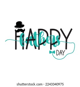 Happy Fathers day Lettering Background with a mustache inscription cap Vector Illustration