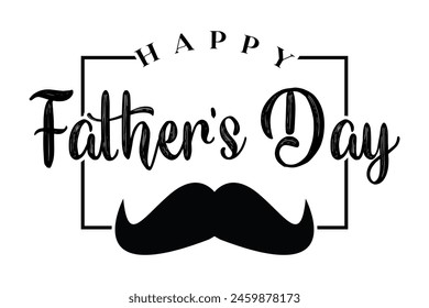 Happy fathers day lettering badge sticker vector illustration.