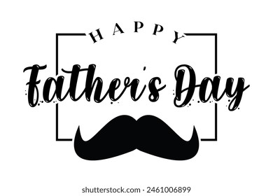 Happy fathers day lettering badge sticker vector illustration.