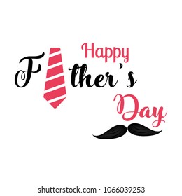 Happy Father's Day lettering and bow for greeting card, advertising, poster, flyer, blog, article, social media, web design and marketing. Vector illustration and lettering.