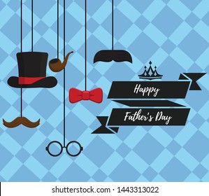 Happy Father's Day lettering and bow for greeting card, advertising, poster, flyer, blog, article, social media, web design and marketing. Vector illustration and lettering.