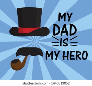 Happy Father's Day lettering and bow for greeting card, advertising, poster, flyer, blog, article, social media, web design and marketing. Vector illustration and lettering.