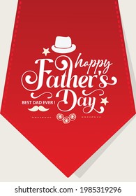 Happy Father's Day Lettering Calligraphic Vector Illustration Greeting Card Design Background. 