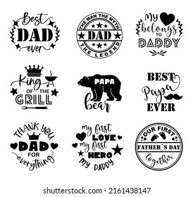 Happy Fathers Day lettering calligraphic compositions. Inscriptions for greeting card. Papa Bear, Best dad ever