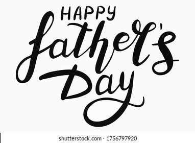 Happy father's day. Lettering calligraphy illustration to design greeting cards or posters. Typographic composition. Vector handwritten brush trendy text isolated on white background.