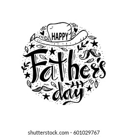 Happy Fathers Day Lettering card. Hand drawn calligraphy.
