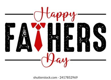 Happy Fathers Day lettering with dad tye logo badge sticker vector.